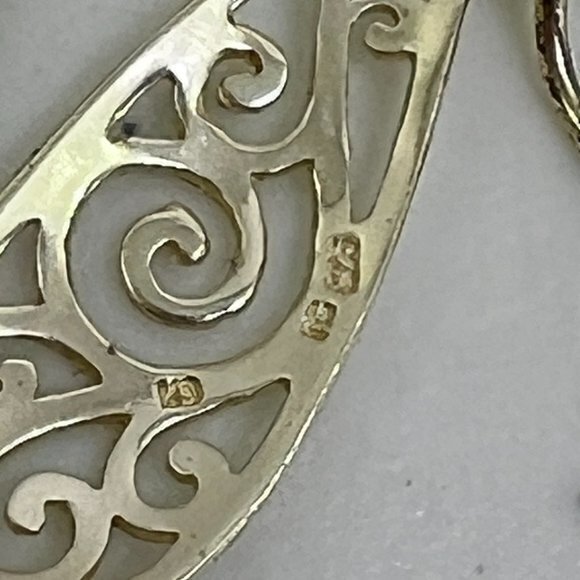 925 SU CH Earrings Gold Tone Swirl Teardrop Swirl Dangle Drop Dangle Boho Used, - Picture 5 of 8